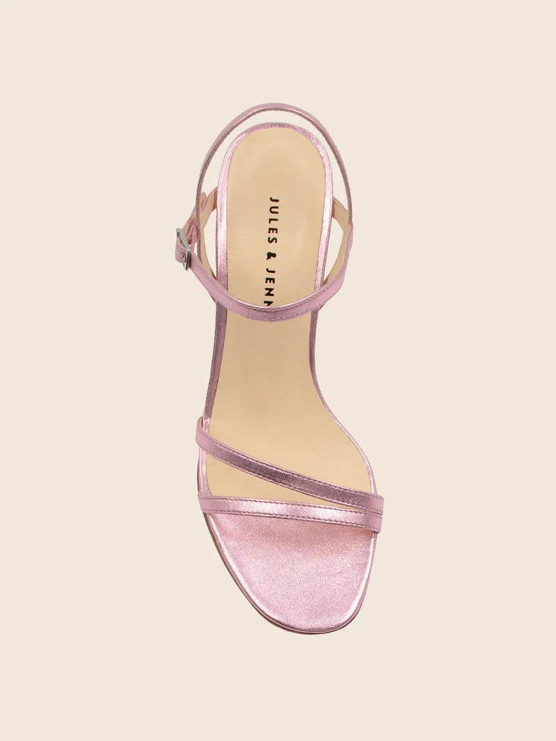 Sandales talon épurées cuir rose