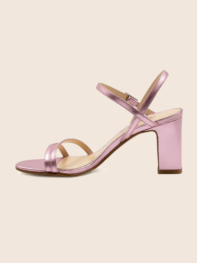 Sandales talon épurées cuir rose