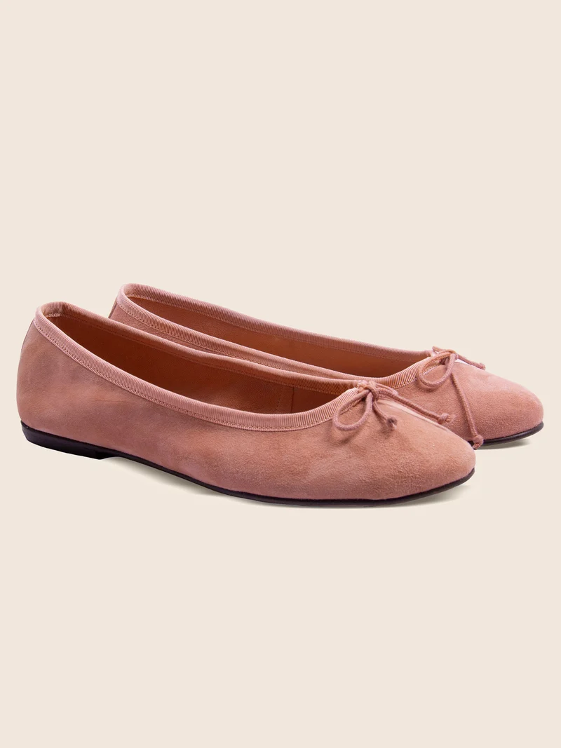 Ballerines classiques cuir daim rose