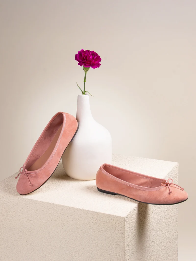 Ballerines classiques cuir daim rose