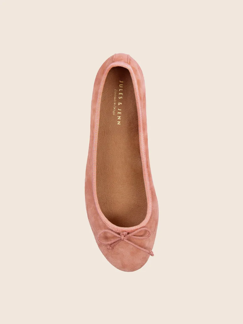 Ballerines classiques cuir daim rose