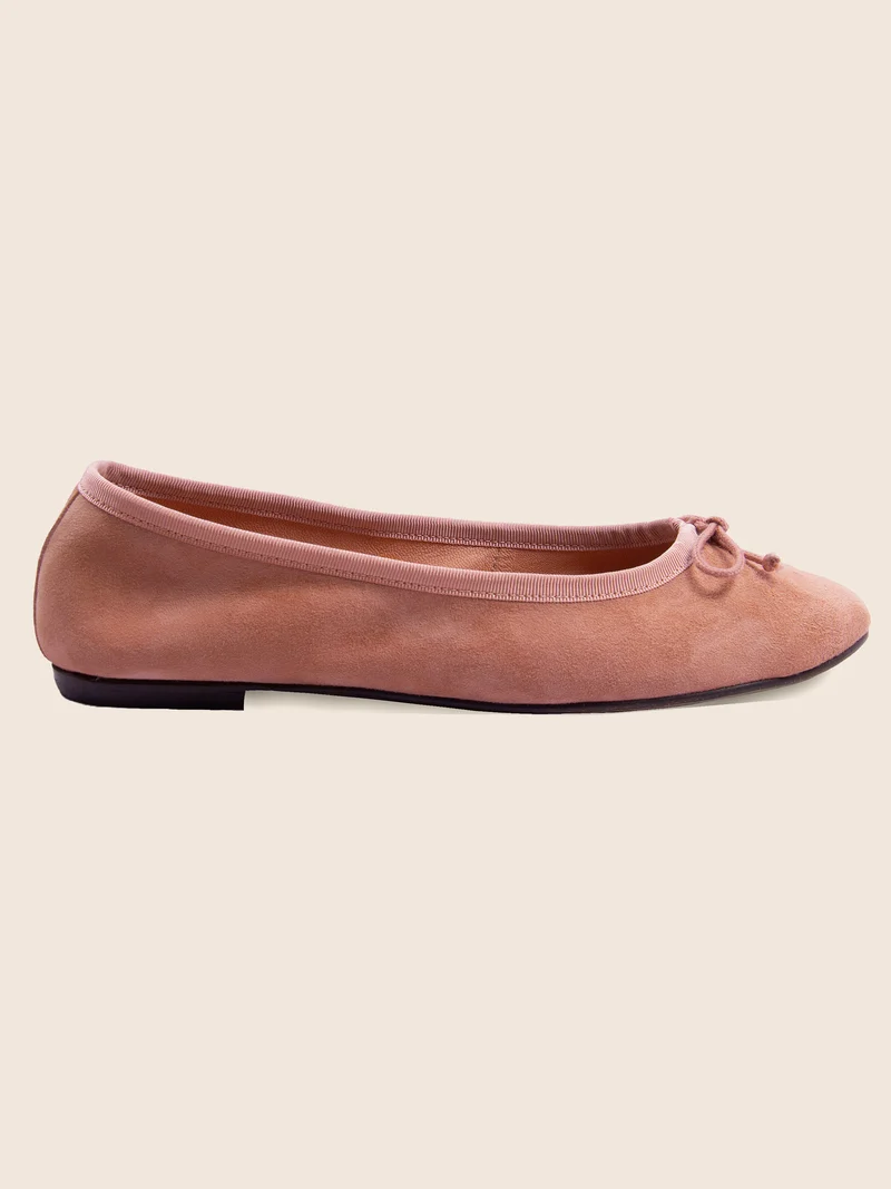 Ballerines classiques cuir daim rose