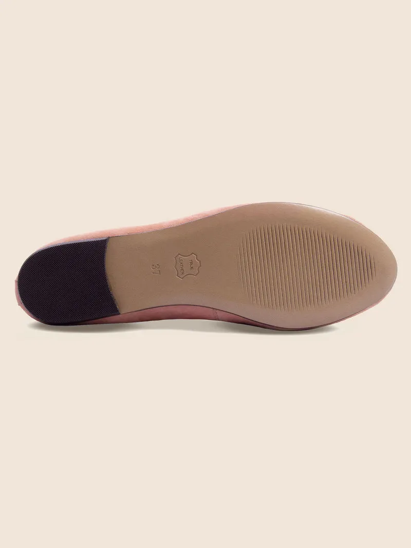 Ballerines classiques cuir daim rose