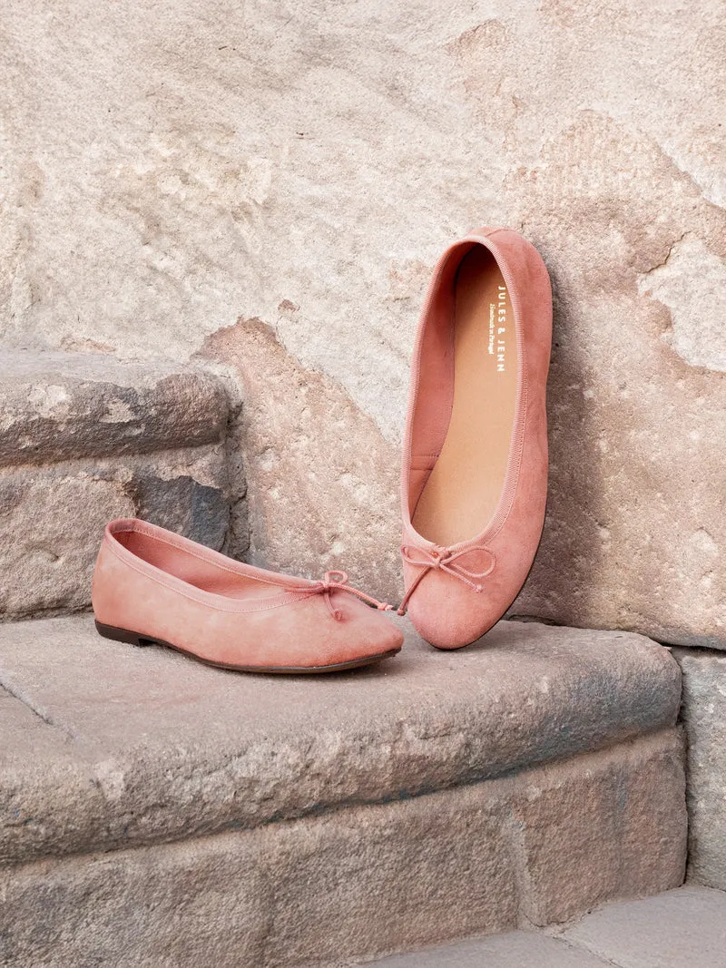 Ballerines classiques cuir daim rose