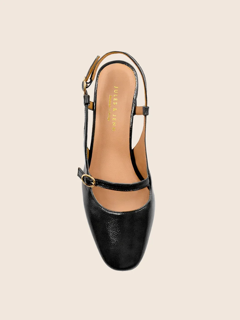 Escarpins slingback cuir vernis noir