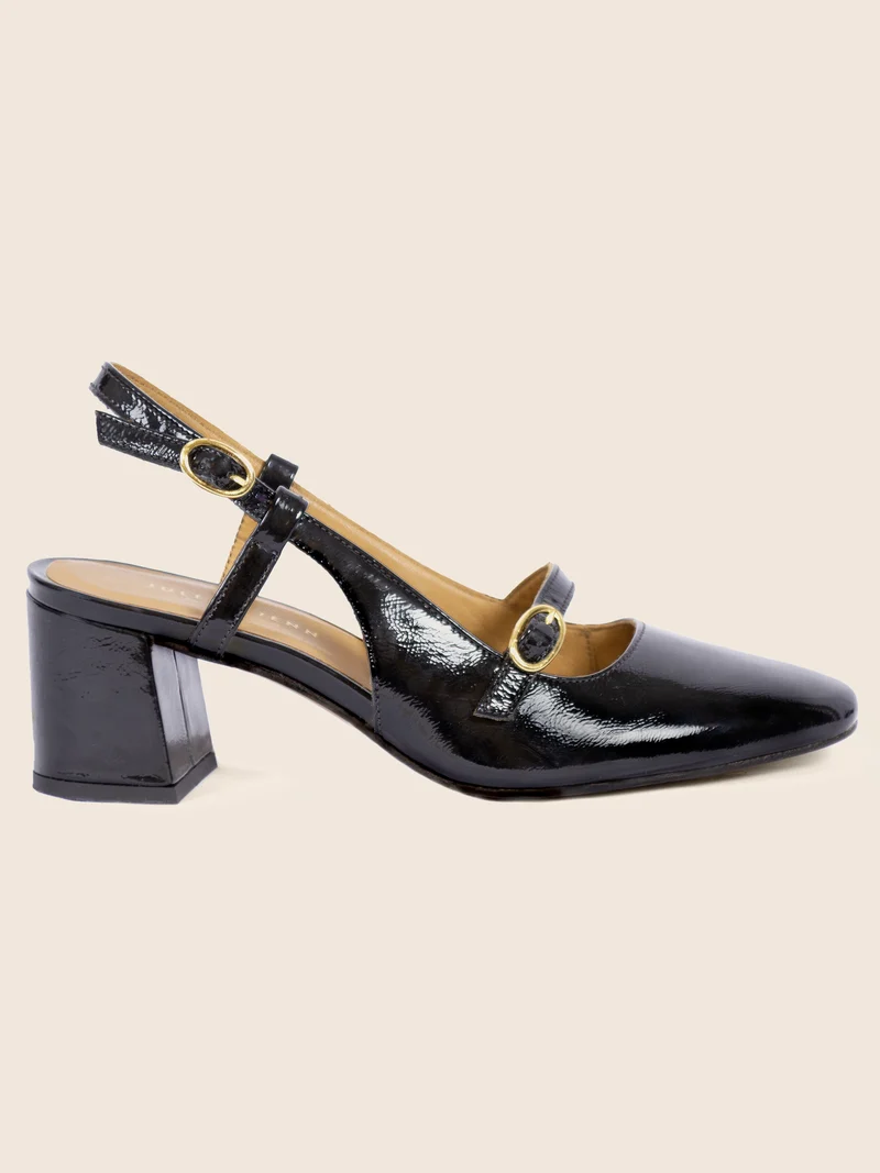 Escarpins slingback cuir vernis noir