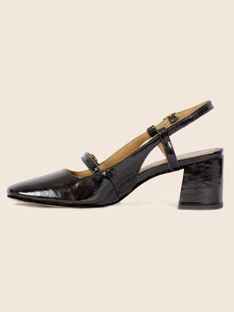 Escarpins slingback cuir vernis noir