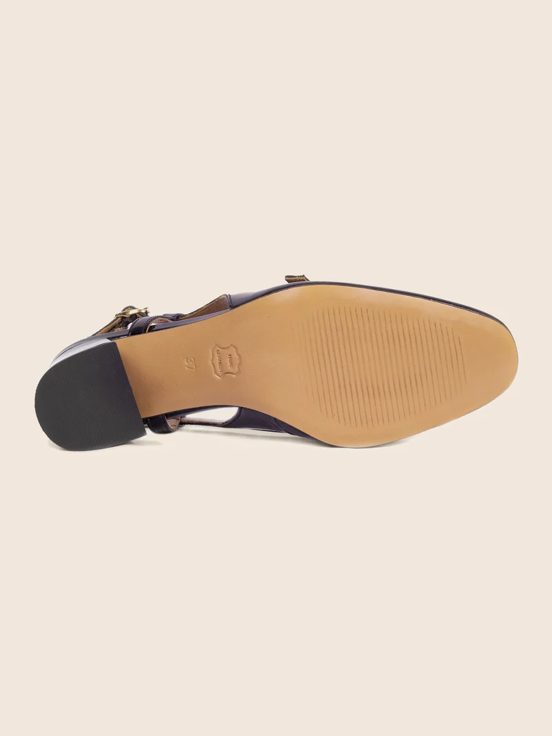 Escarpins slingback cuir vernis noir