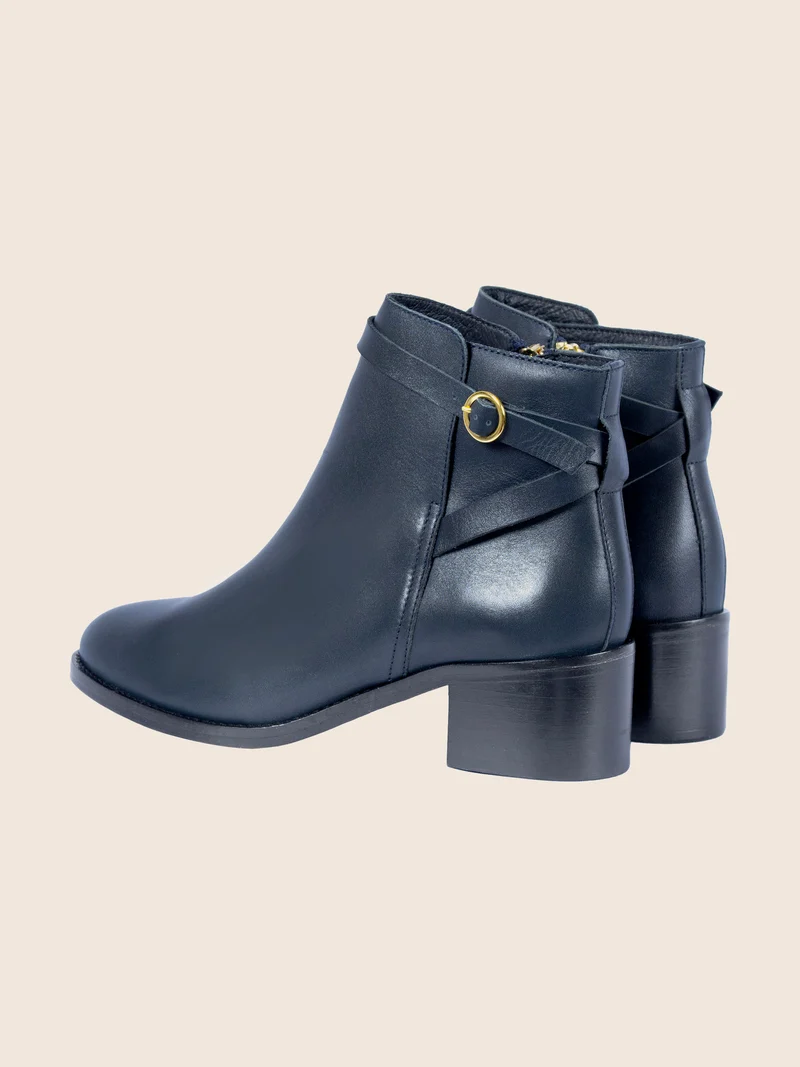 Bottines cavalières cuir bleu