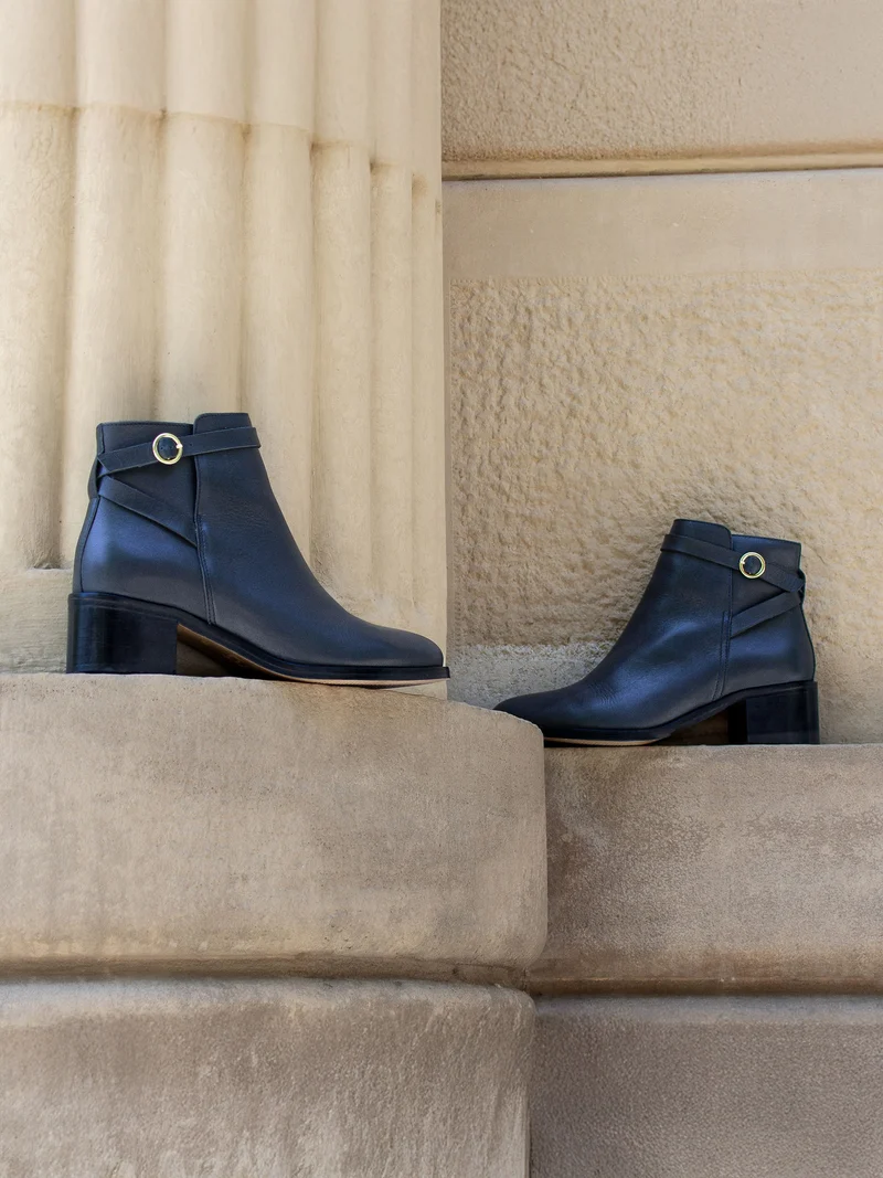 Bottines cavalières cuir bleu
