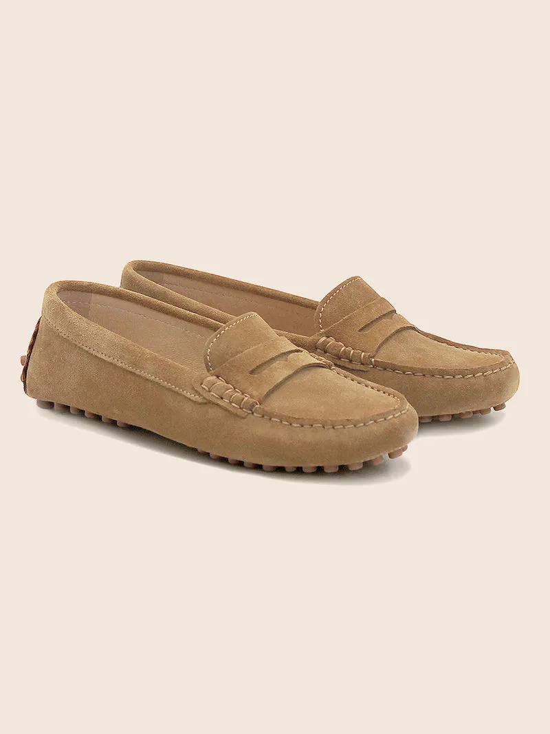 Mocassins cuir daim marron clair