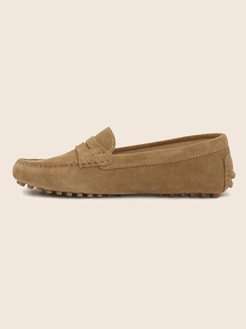 Mocassins cuir daim marron clair