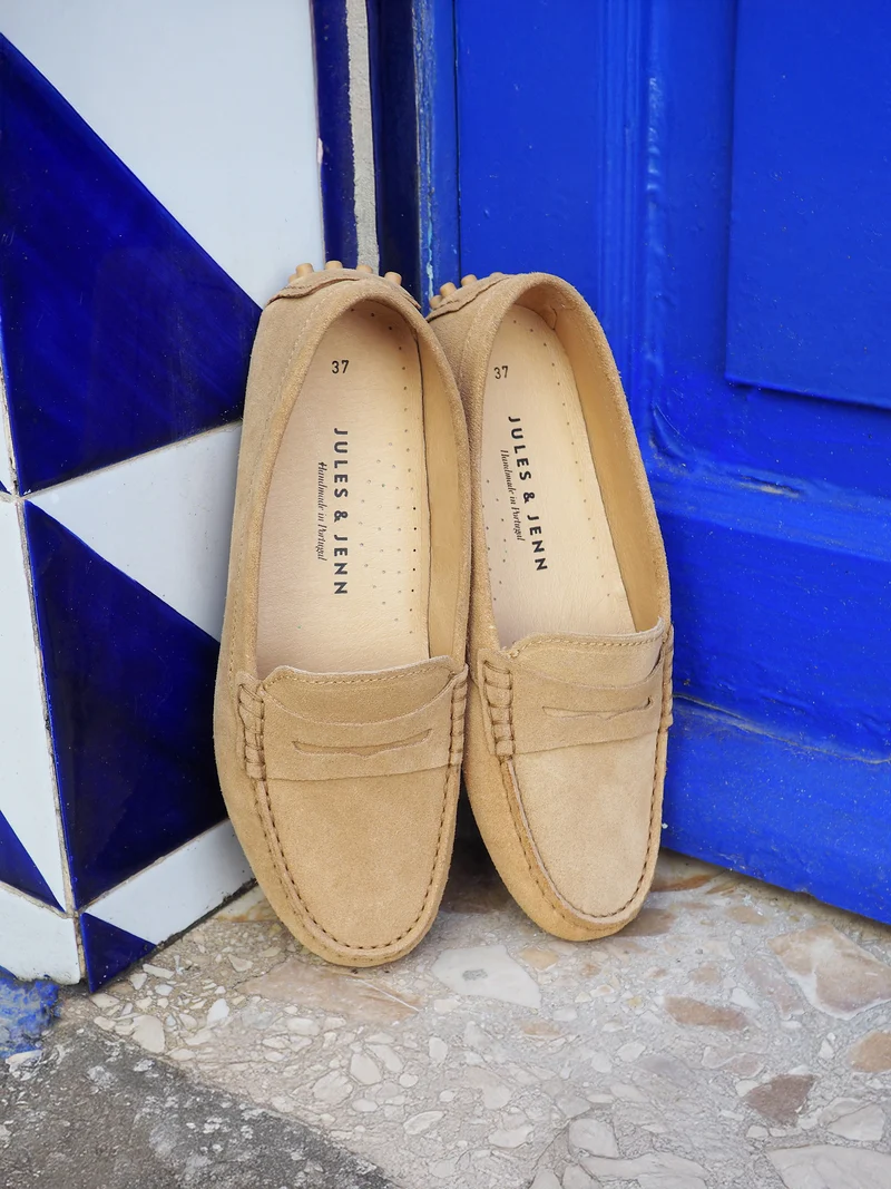 Mocassins cuir daim marron clair