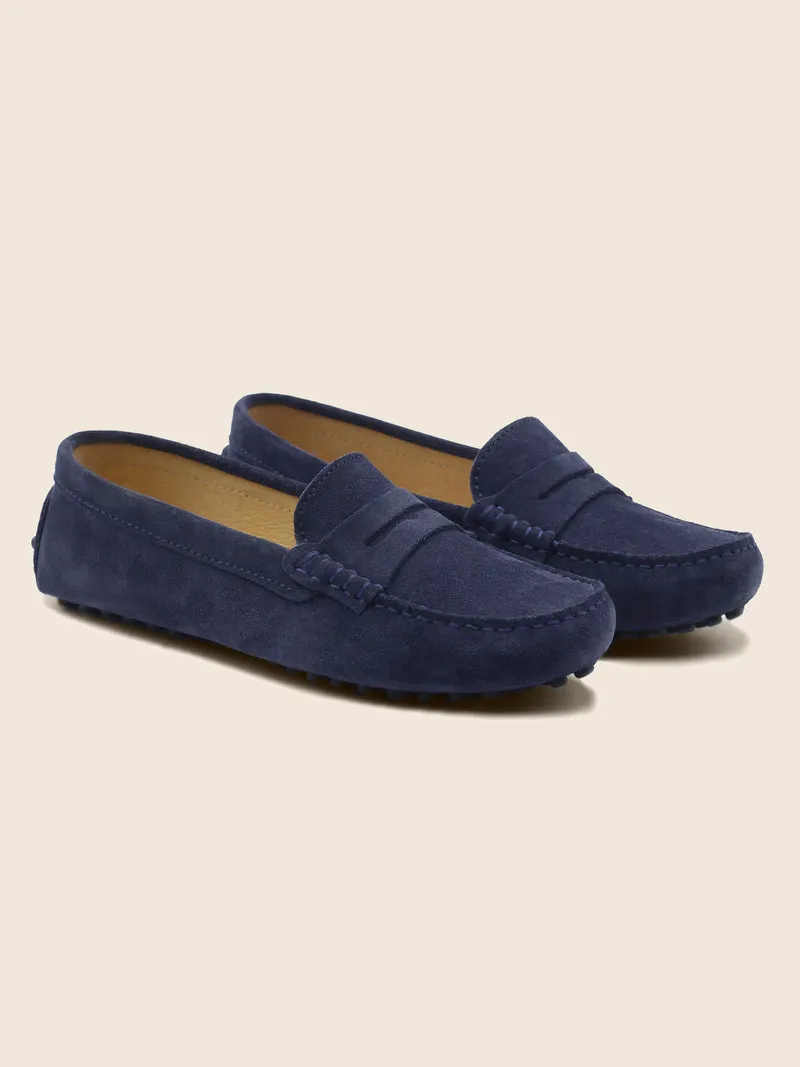 Mocassins cuir daim bleu
