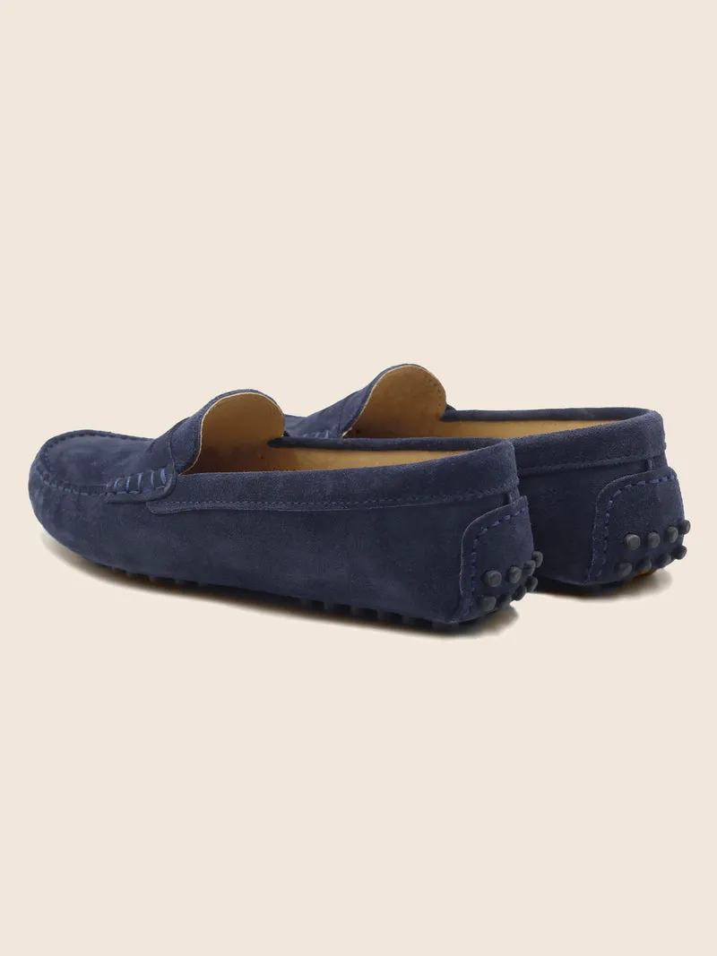 Mocassins cuir daim bleu