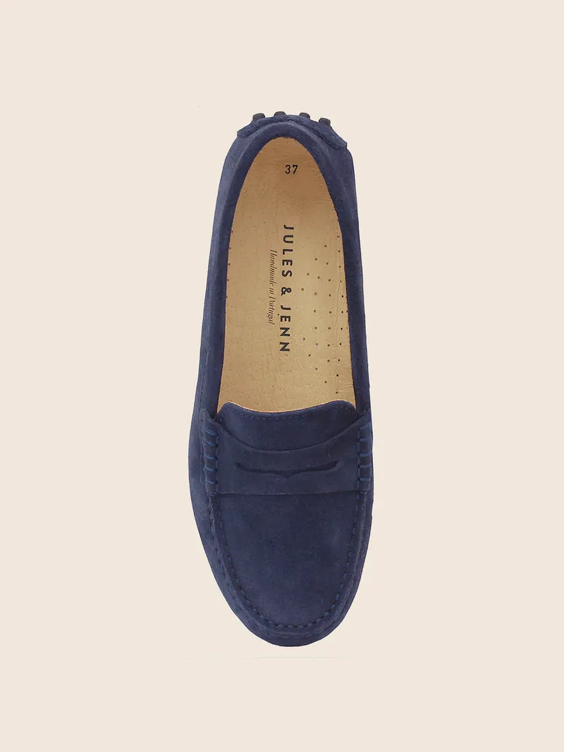 Mocassins cuir daim bleu