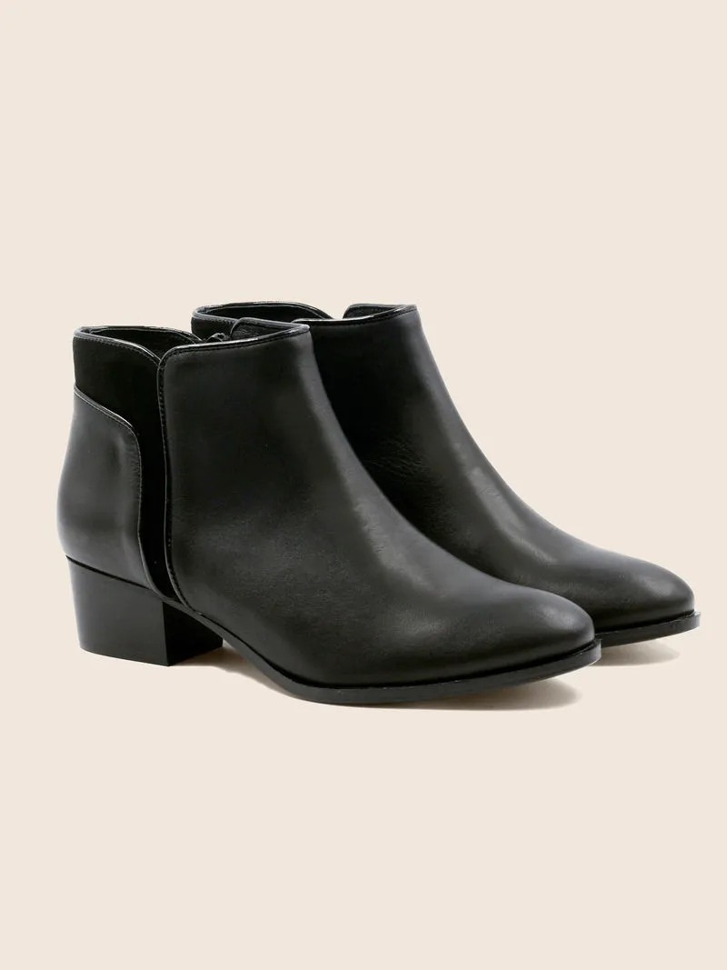 Bottines moyen talon cuir noir