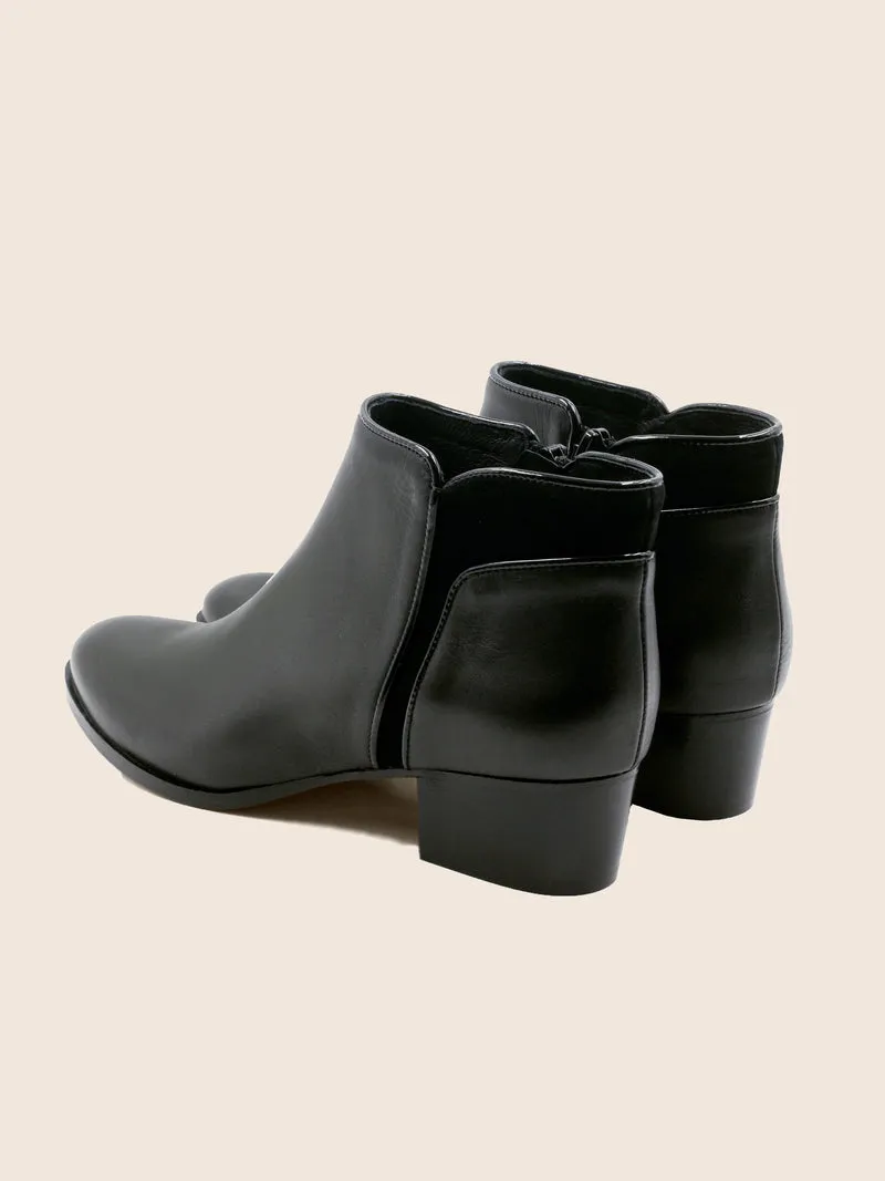 Bottines moyen talon cuir noir