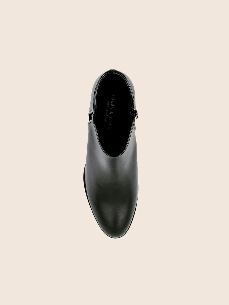 Bottines moyen talon cuir noir