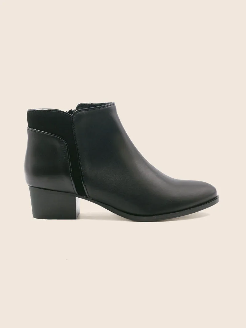 Bottines moyen talon cuir noir
