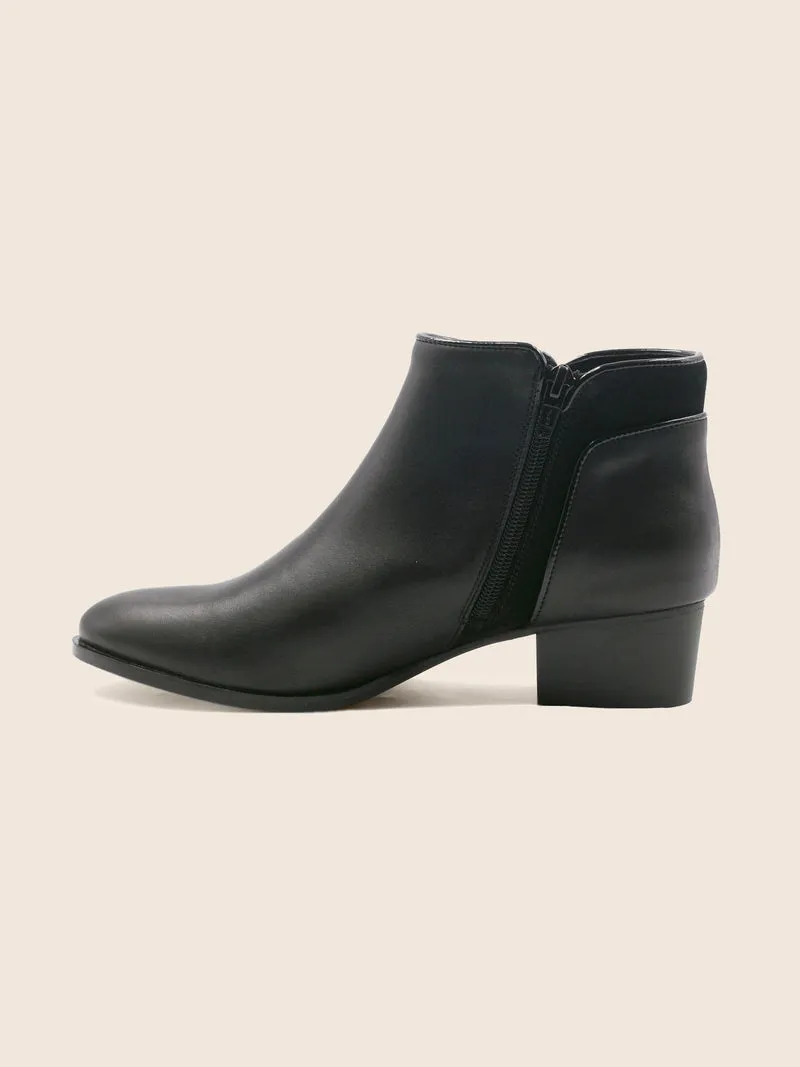 Bottines moyen talon cuir noir