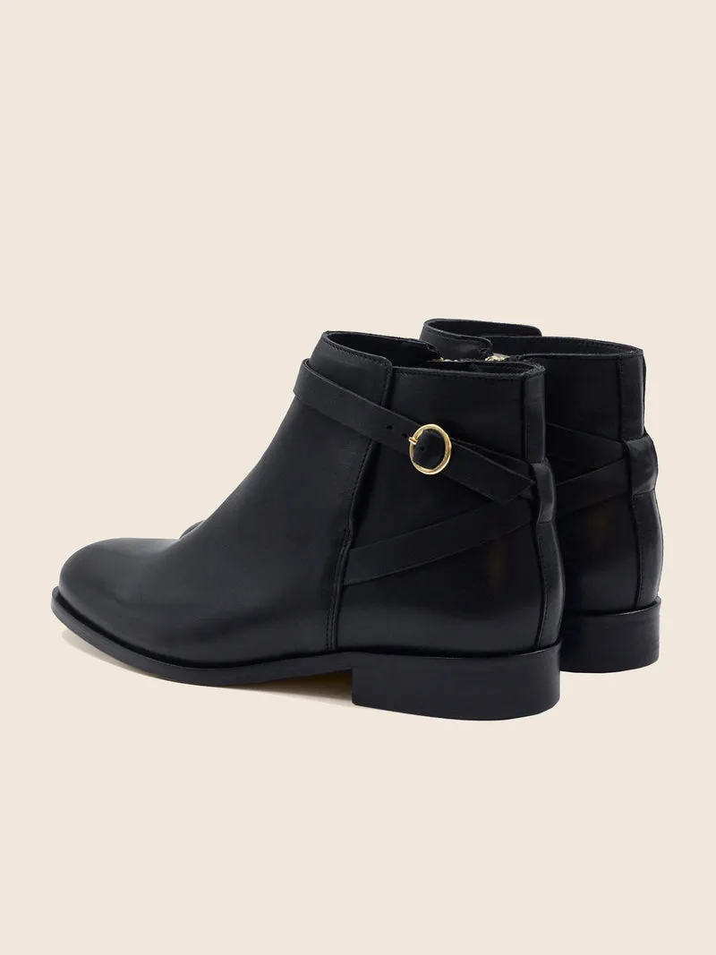 Bottines cavalières plates cuir noir