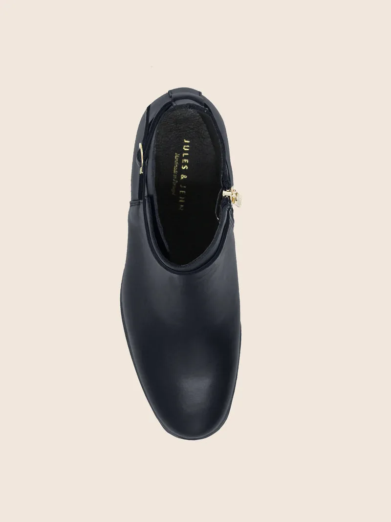 Bottines cavalières plates cuir noir