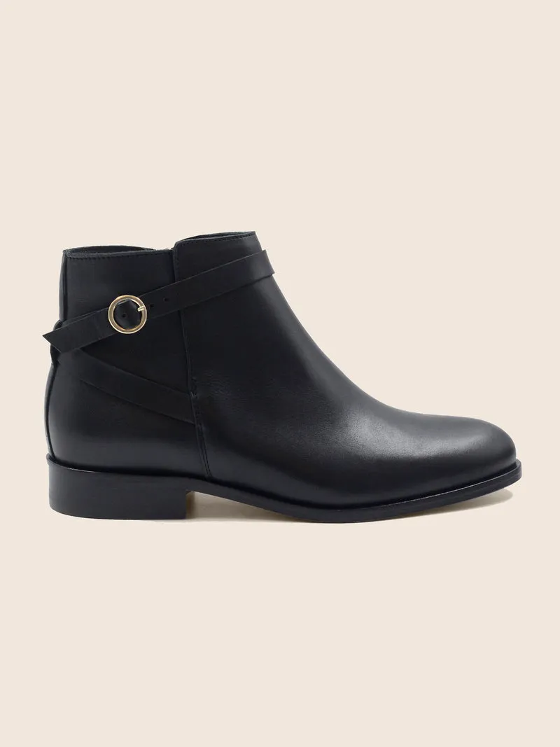 Bottines cavalières plates cuir noir