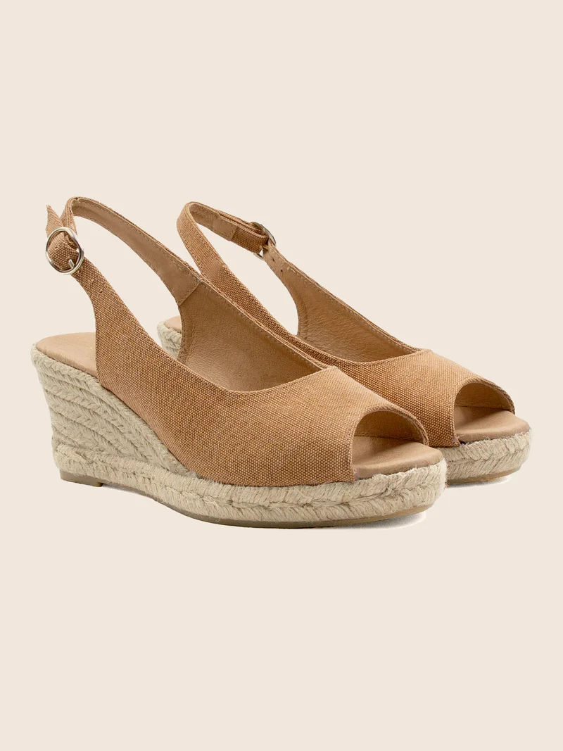 Espadrilles slingback recyclées camel