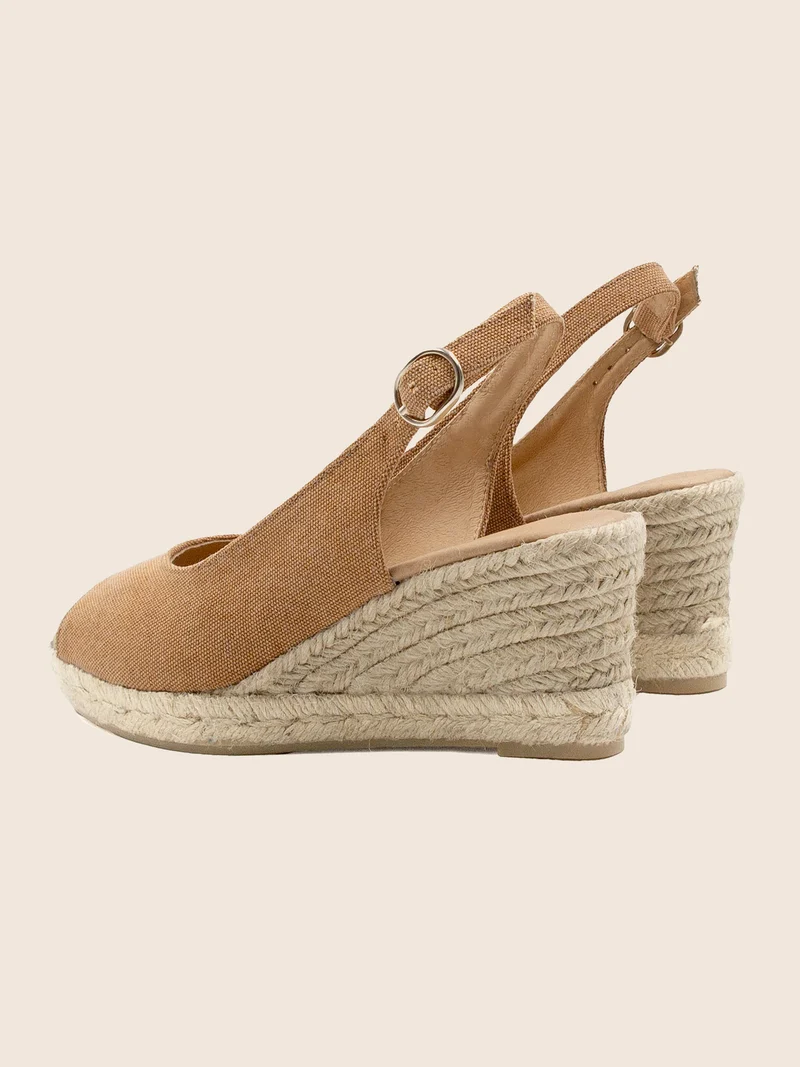 Espadrilles slingback recyclées camel