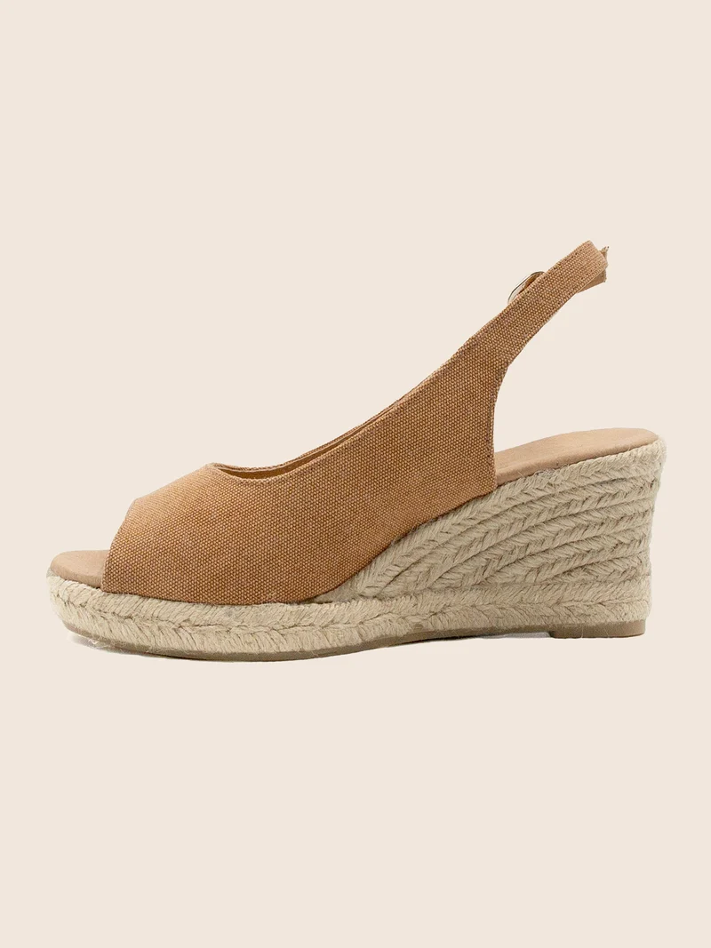 Espadrilles slingback recyclées camel