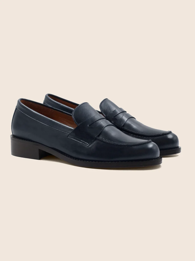 Mocassins cuir bleu