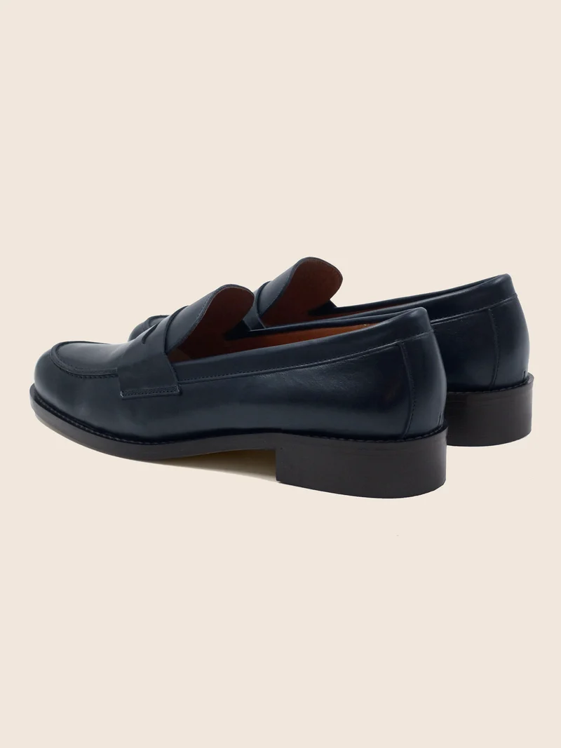 Mocassins cuir bleu