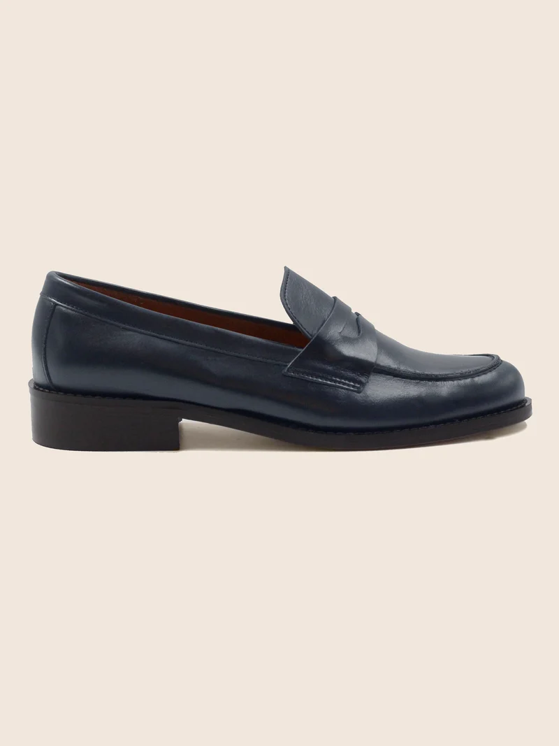 Mocassins cuir bleu