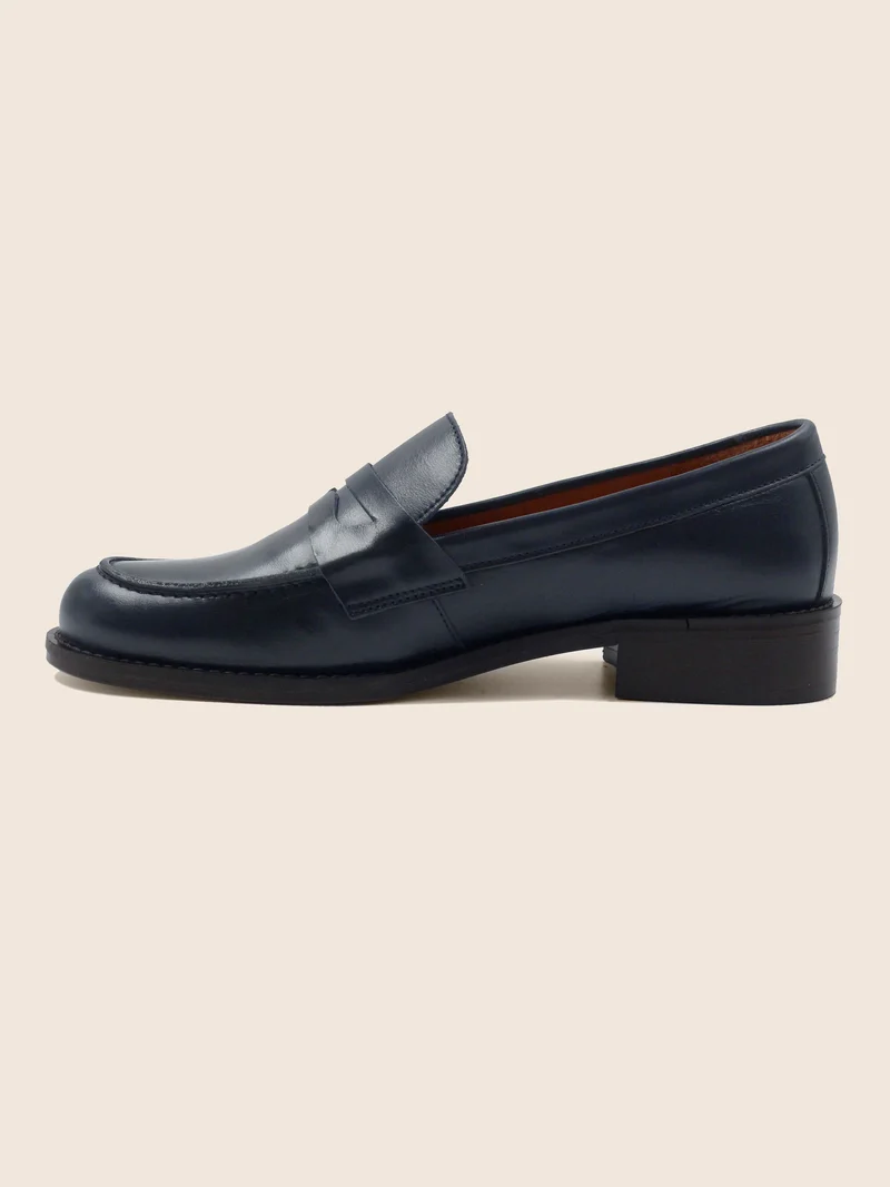 Mocassins cuir bleu