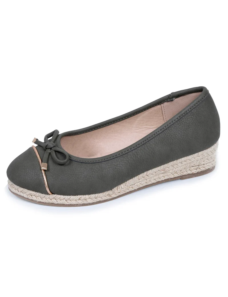 Ballerines Femme corde talon compensé Kaki