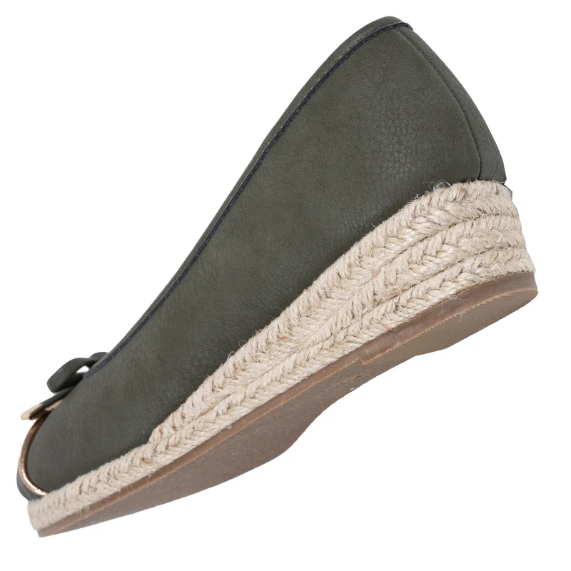 Ballerines Femme corde talon compensé Kaki