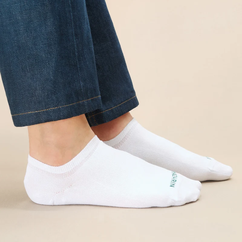 Chaussettes invisibles | Blanc - Basket - Super-solide fil d'Écosse