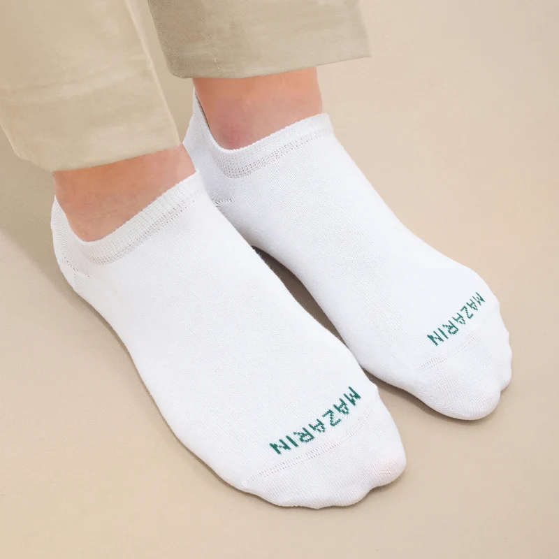 Chaussettes invisibles | Blanc - Basket - Super-solide fil d'Écosse
