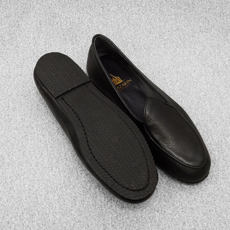 Chaussons Noirs - Cuir grainé