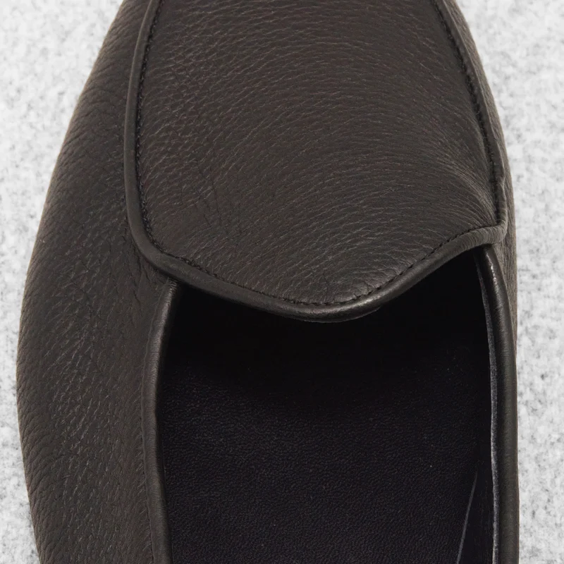 Chaussons Noirs - Cuir grainé