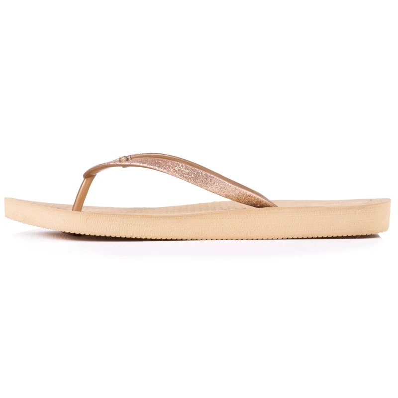 Tongs Femme tige paillettes Beige