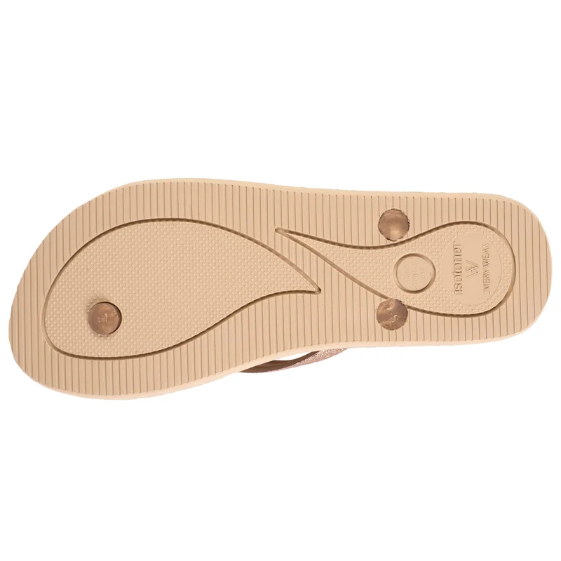 Tongs Femme tige paillettes Beige