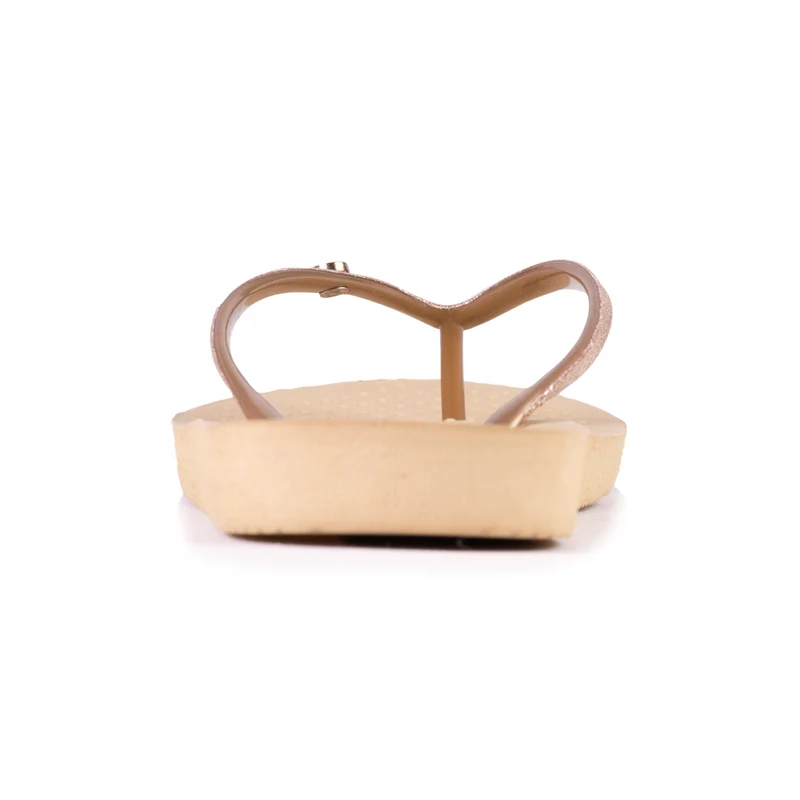 Tongs Femme tige paillettes Beige