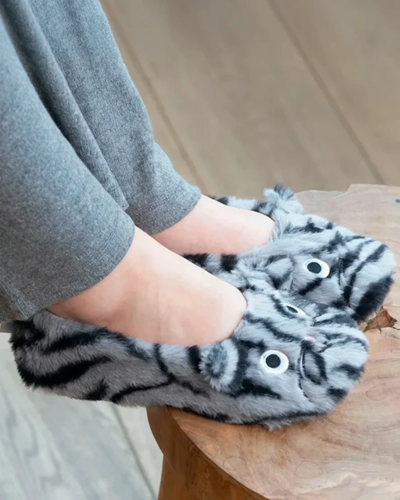 Chaussons ballerines 3D Femme Chat tigré