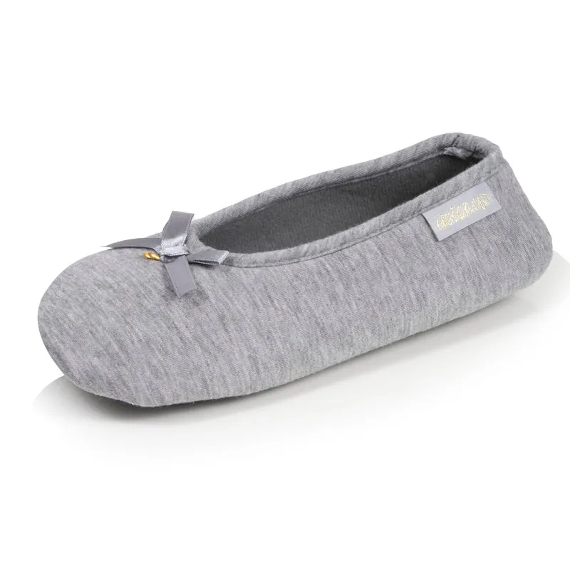 Chaussons ballerines Femme Gris nœud satiné