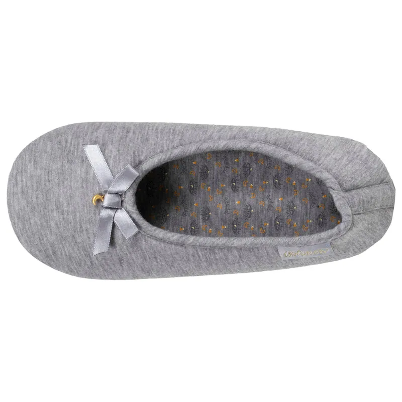Chaussons ballerines Femme Gris nœud satiné