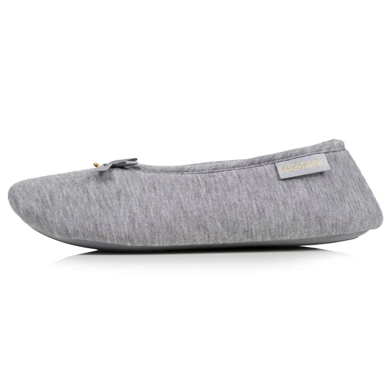 Chaussons ballerines Femme Gris nœud satiné