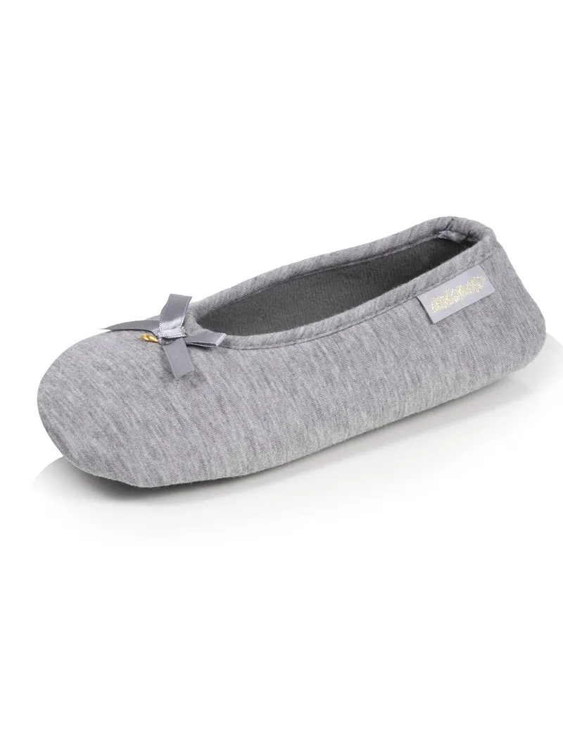 Chaussons ballerines Femme Gris nœud satiné
