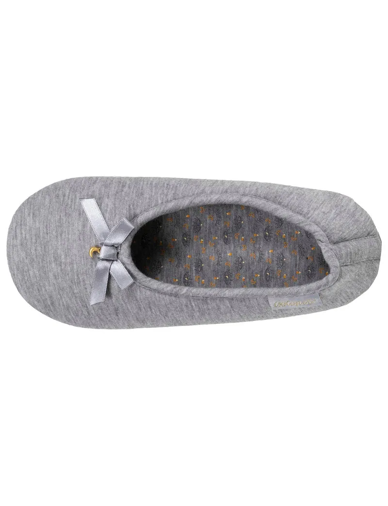 Chaussons ballerines Femme Gris nœud satiné